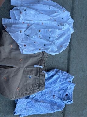 Janie and Jack football button up and matching pants set